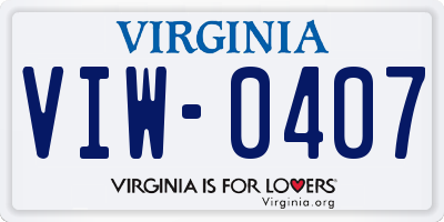 VA license plate VIW0407