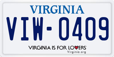 VA license plate VIW0409