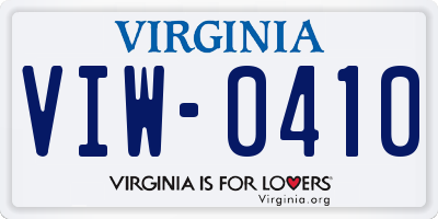 VA license plate VIW0410