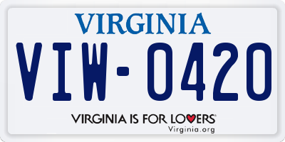 VA license plate VIW0420