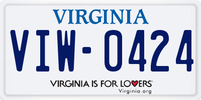 VA license plate VIW0424