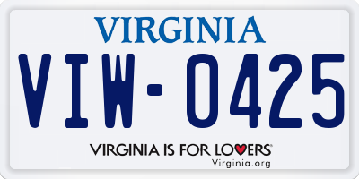 VA license plate VIW0425
