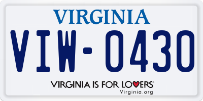 VA license plate VIW0430