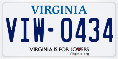 VA license plate VIW0434