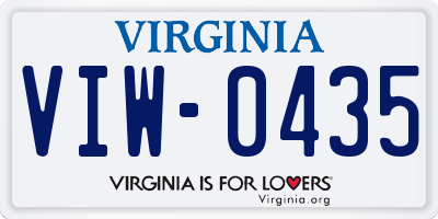 VA license plate VIW0435