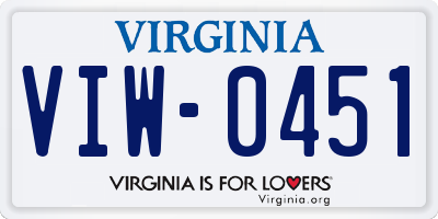 VA license plate VIW0451