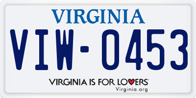 VA license plate VIW0453