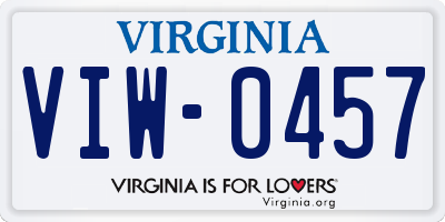 VA license plate VIW0457