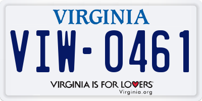 VA license plate VIW0461