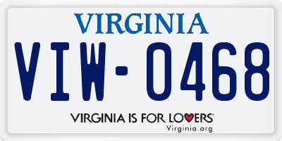 VA license plate VIW0468