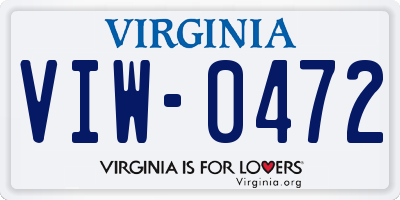 VA license plate VIW0472