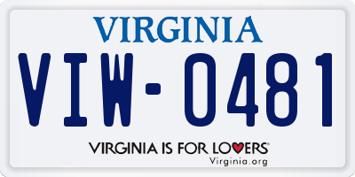 VA license plate VIW0481
