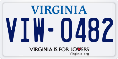 VA license plate VIW0482