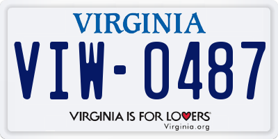 VA license plate VIW0487