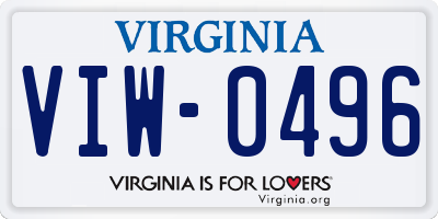 VA license plate VIW0496