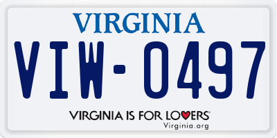 VA license plate VIW0497