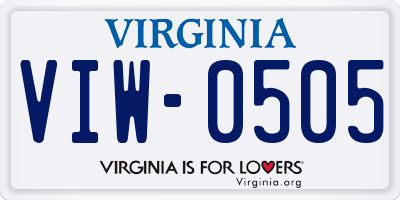 VA license plate VIW0505