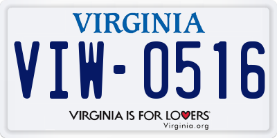 VA license plate VIW0516