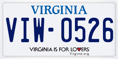 VA license plate VIW0526
