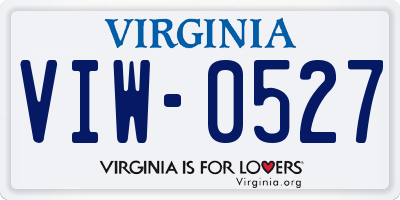 VA license plate VIW0527