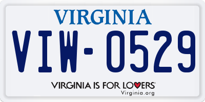 VA license plate VIW0529