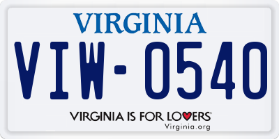 VA license plate VIW0540