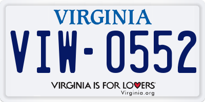 VA license plate VIW0552