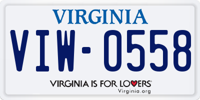 VA license plate VIW0558