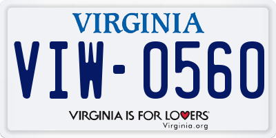 VA license plate VIW0560