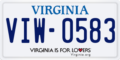 VA license plate VIW0583