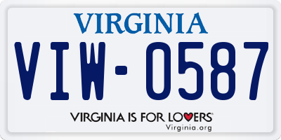 VA license plate VIW0587