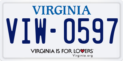 VA license plate VIW0597