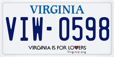 VA license plate VIW0598