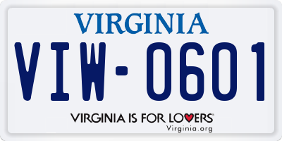 VA license plate VIW0601