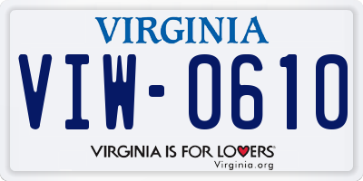 VA license plate VIW0610