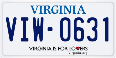 VA license plate VIW0631