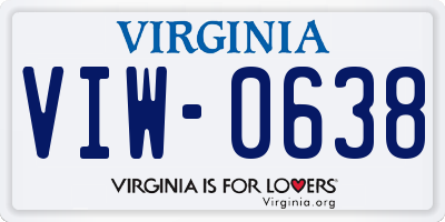 VA license plate VIW0638