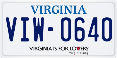 VA license plate VIW0640