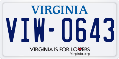 VA license plate VIW0643