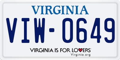 VA license plate VIW0649