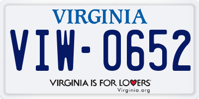 VA license plate VIW0652