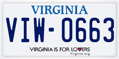 VA license plate VIW0663