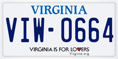 VA license plate VIW0664