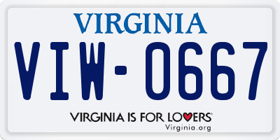 VA license plate VIW0667