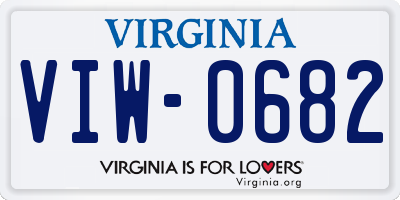 VA license plate VIW0682