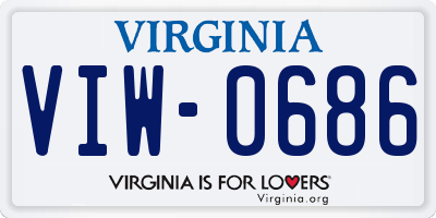 VA license plate VIW0686