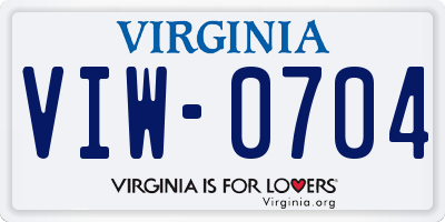 VA license plate VIW0704