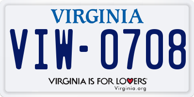 VA license plate VIW0708