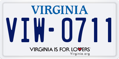 VA license plate VIW0711