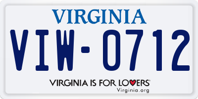 VA license plate VIW0712